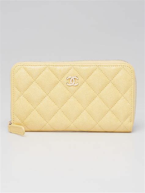 chanel yellow quilted iridescent calfskin leather gusset zip wallet|Chanel Iridescent Wallet .